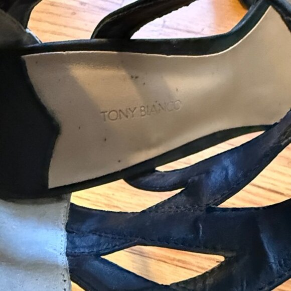 Tony Bianco Black Strappy Lace Up Leather Heels - Picture 3 of 6